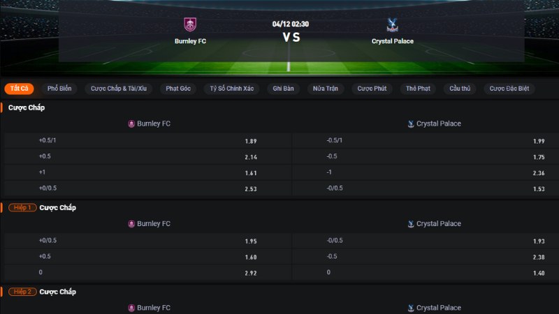 Burnley vs Crystal Palace