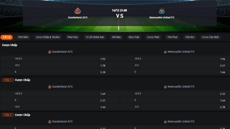 Sunderland vs Newcastle